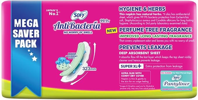 Sofy 99.9% Sanitary Pads - 44 Pads (Super XL Plus) - 323mm - Image 2