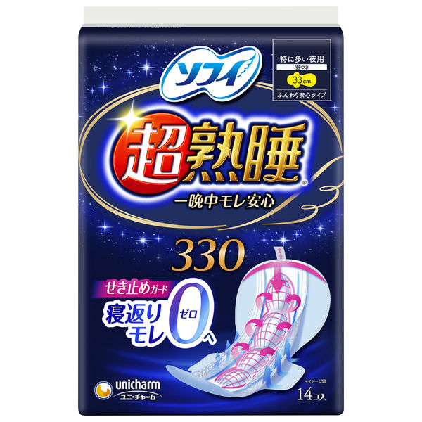 ソフィ超熟睡330 特に多い夜用 羽つき 33cm 1個(14枚入) 生理用ナプキン ユニ・チャーム
