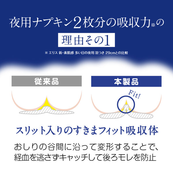 エリス 朝まで超安心 360 羽なし 夜用 36cm 特に多い日の夜用 ナプキン 1個(18枚)大王製紙 生理用品 - Image 4