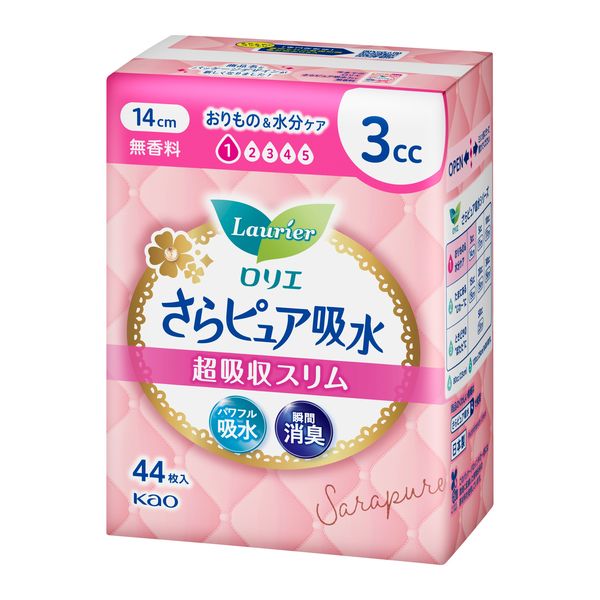 ロリエ さらピュア吸水 超吸収スリム 3cc 無香料 1セット（44枚入×3パック） 花王